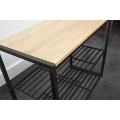 3 Tier Shoe Rack Black Metal With Natural Wood - Brightroom™ -Daily Comfort Store GUEST 013d69be 4814 4e67 a4fd 7c871da78098