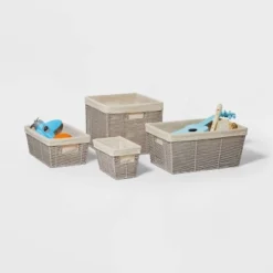 14.75" X 13" X 11" Large Lined Woven Milk Crate Gray - Brightroom™: Decorative Storage Basket, Rectangle, Traditional Style -Daily Comfort Store GUEST 054d99f6 5bc4 4b73 87f9 e39da675c247