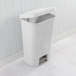 11.9gal Step Trash Can White - Brightroom™: Pedal-Operated Kitchen Garbage Can, Textured Plastic, Indoor Use -Daily Comfort Store GUEST 08fb28e8 cbc6 4caa b175 1a7ead28e5a6