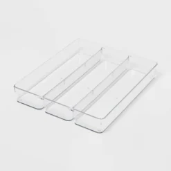 3 Compartment Plastic Drawer Flatware Organizer - Brightroom™: Clear In-Drawer Storage, Contemporary Style, 16"x13" -Daily Comfort Store GUEST 0b625425 29fc 4f01 a3c1 bb0716510ee2