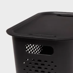 Narrow Decorative Plastic Lid Black - Brightroom™: Storage Bin, Cut-Out Handles, 13" Cube System Compatible -Daily Comfort Store GUEST 0e563402 7377 4f86 8bca 889ad7a7b3f2