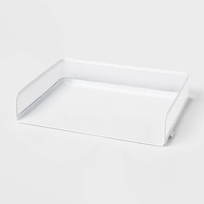 Mesh Stacking Letter Tray With Wide Side Opening White - Brightroom™: Steel File Organizer & Holder, No Assembly Required 5 Mesh Stacking Letter Tray With Wide Side Opening White - Brightroom™: Steel File Organizer & Holder, No Assembly Required - Image 3