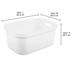 1.5bu Rectangle Modern Laundry Basket - Brightroom™: White Plastic Clothes Basket With Built-In Handles, Medium Size -Daily Comfort Store GUEST 139dbc74 c30a 4b9b 9d81 d46fe8160b69