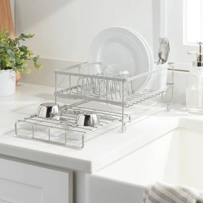 Space Saver Steel Dish Rack With Utensil Tray Matte Nickel - Brightroom™: Freestanding Expandable Dish Drying Rack 3 Space Saver Steel Dish Rack With Utensil Tray Matte Nickel - Brightroom™: Freestanding Expandable Dish Drying Rack