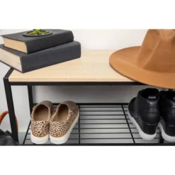 3 Tier Shoe Rack Black Metal With Natural Wood - Brightroom™ -Daily Comfort Store GUEST 25c02cd7 83d7 43ab b1c5 e81b1f1b8427