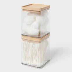 Extra Small Clear Canister With Bamboo Lid 2pk - Brightroom™ -Daily Comfort Store GUEST 29c43741 9f61 4a61 97ff cdce5bf96f80