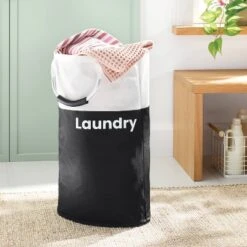 Scripted Structured Collapsible Hamper - Black - Brightroom™