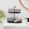 2 Tier Divided Wire Basket With Wood Handle Black - Brightroom™ -Daily Comfort Store GUEST 3070ab8f 7d9d 407e 901a fba4283d4f88