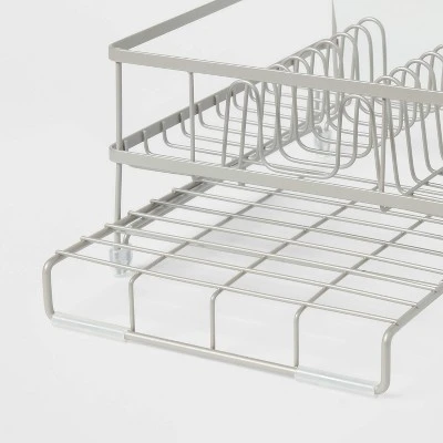 Space Saver Steel Dish Rack With Utensil Tray Matte Nickel - Brightroom™: Freestanding Expandable Dish Drying Rack 4 Space Saver Steel Dish Rack With Utensil Tray Matte Nickel - Brightroom™: Freestanding Expandable Dish Drying Rack - Image 2