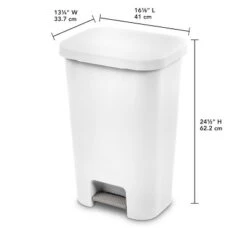 11.9gal Step Trash Can White - Brightroom™: Pedal-Operated Kitchen Garbage Can, Textured Plastic, Indoor Use -Daily Comfort Store GUEST 35e7401c bb00 4cc0 a5ee 9418702acbc6