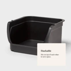 4.6qt Open Front Stackable Storage Bin - Brightroom™: Portable Black Utility, Universal Storage, 5" Height -Daily Comfort Store GUEST 37e3c57e b404 4225 8b9d 9ee4f026b278