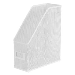 Mesh Magazine File White - Brightroom™: Steel File Organizer & Holder, No Assembly Required, 12" H X 10" W X 4.12" D