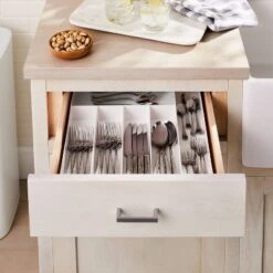 6 Compartment Organizer White - Brightroom™: In-Drawer Silverware & Utensils Organizer, Dishwasher-Safe, 16"x13.3"