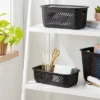 Narrow Small Decorative Plastic Bin Black - Brightroom™: Modern Rectangle, 3.2 Volume, Cut-Out Handles -Daily Comfort Store GUEST 44024ce8 96d5 4ca0 9ed2 4586f0ceea78