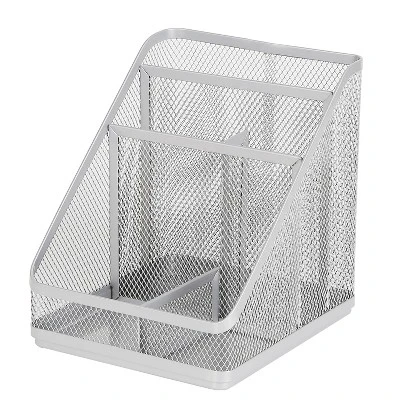 Mesh Medium Desktop Organizer Silver - Brightroom™: Steel Desk Tool Holder, Office Supplies, 7"x7"x6" 3 Mesh Medium Desktop Organizer Silver - Brightroom™: Steel Desk Tool Holder, Office Supplies, 7"x7"x6"