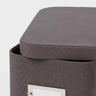 Small Decorative Fabric Box Charcoal - Brightroom™: Rectangle, Paper & Polyester, 5" H X 13" D X 7.5" W, Spot Clean 4 Small Decorative Fabric Box Charcoal - Brightroom™: Rectangle, Paper & Polyester, 5" H X 13" D X 7.5" W, Spot Clean - Image 2
