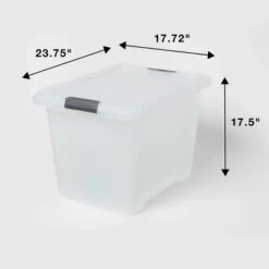 Large Frosted Latching Storage Box - Brightroom™: Stackable Clear Tote, 76L Capacity, Polypropylene, Universal Storage -Daily Comfort Store GUEST 5f3a33cb 8af8 4e67 a7ae b359e83eb08e