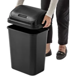 7.8gal Swing Top Waste Can Black - Brightroom™: Indoor Trash Bin With Lid, Textured Plastic, 21.375" Height -Daily Comfort Store GUEST 63a5ad24 6df2 45cf 86e5 8dfd743d4b53