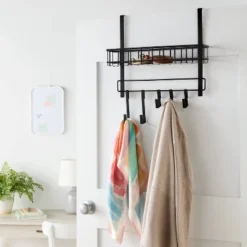 Over The Door Multi Function - Basket And Hook Solid Metal Bottom - Brightroom™