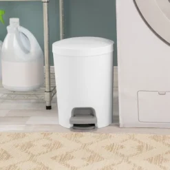 1.6gal Round Step Trash Can - Brightroom™: Compact Pedal-Operated Lid, Small Bathroom Bin, Textured White Finish -Daily Comfort Store GUEST 6f979a69 a398 4b73 b4bc a8b6b2d574d1