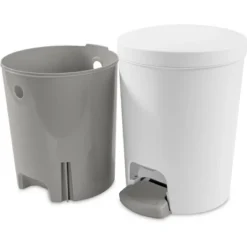 1.6gal Round Step Trash Can - Brightroom™: Compact Pedal-Operated Lid, Small Bathroom Bin, Textured White Finish -Daily Comfort Store GUEST 736219aa 062d 4738 8ac8 fdac2a3c8c8b