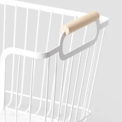 Metal Stackable Wire Pantry Basket With Rubber Wood Handle White - Brightroom™: Kitchen Storage Organizer, 9"x13.5" 7 Metal Stackable Wire Pantry Basket With Rubber Wood Handle White - Brightroom™: Kitchen Storage Organizer, 9"x13.5" -Daily Comfort Store GUEST 762ca60e 2f07 461f b615 3926ab6e8ad6