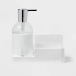 Plastic Soap Pump With Silicone Holder With Caddy & Tray White - Brightroom™: Kitchen Soap Caddy Dispenser -Daily Comfort Store GUEST 77e9c79a d350 4602 b473 e32efc1eec16
