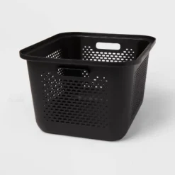 Medium Decorative Plastic Bin With Cutout Handles - Brightroom™ -Daily Comfort Store GUEST 7cd07dff 82de 4d68 a827 22c552cbd443