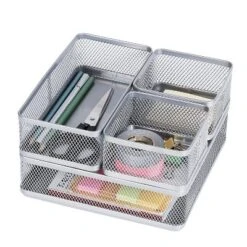 Mesh Desk Organizer Silver - Brightroom™: Steel Office Supplies, Desk Drawer Organizer, 8"x8"x4.5" 9 Mesh Desk Organizer Silver - Brightroom™: Steel Office Supplies, Desk Drawer Organizer, 8"x8"x4.5" -Daily Comfort Store GUEST 807332db c078 4672 aab9 ff18ae484228