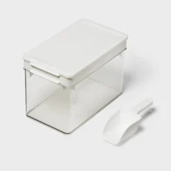 Ice Cube Tray With Lid Bin And Scoop White - Brightroom™: 28-Cavity Plastic Ice Maker Tray & Bucket For Freezer -Daily Comfort Store GUEST 8357207d 9b64 41ea a60c eecd9a752858