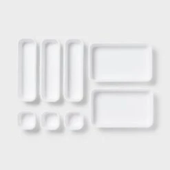 8pc Plastic Drawer Organizer Set White - Brightroom™: Modern In-Drawer Flatware Storage, Multiple Compartments, Dishwasher-Safe -Daily Comfort Store GUEST 8a05cd16 2477 4b31 b944 8d38c9b0bb9c