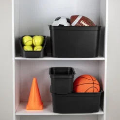 26.2qt Heavy Duty Storage Bin - Brightroom™: Black Plastic, Stackable & Portable, Universal Storage Solution -Daily Comfort Store GUEST 90c68d42 d8ac 4549 9130 753707e120e0 2
