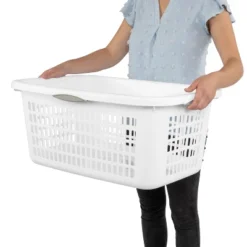 2bu Laundry Basket White - Brightroom™: Portable Plastic Clothes Organizer With Built-In Handles, 70.4L Capacity -Daily Comfort Store GUEST 98ac3b53 34fb 4a1a 9217 4f567c594b30