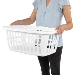 1.5bu Laundry Basket White - Brightroom™: Large Portable Clothes Hamper With Built-In Handles, 52.8L Capacity -Daily Comfort Store GUEST a136fa33 76d1 4694 882d 0ec835b45a70