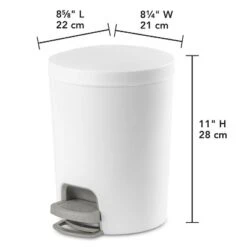 1.6gal Round Step Trash Can - Brightroom™: Compact Pedal-Operated Lid, Small Bathroom Bin, Textured White Finish -Daily Comfort Store GUEST a31ec134 a897 4672 95a9 73fe9fbbfe2d