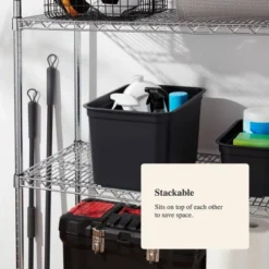 26.2qt Heavy Duty Storage Bin - Brightroom™: Black Plastic, Stackable & Portable, Universal Storage Solution -Daily Comfort Store GUEST a8ee8675 23e8 46ff 8b08 25af49e86b6d