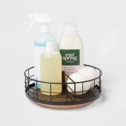 Divided Turntable Black Wire With Natural Wood - Brightroom™ -Daily Comfort Store GUEST aa83c3b1 19ba 41dd ba5d e1b86512a437