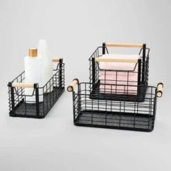 Rectangular Wire Natural Wood Handles Basket - Brightroom™ -Daily Comfort Store GUEST ab19b57b a6b9 48e1 bff9 9f5ba2d2135a
