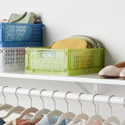 Rectangular Plastic Foldable Medium Crate Green - Brightroom™ 3 Rectangular Plastic Foldable Medium Crate Green - Brightroom™