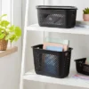 Narrow Large Decorative Plastic Bin Black - Brightroom™: Modern Storage With Cut-Out Handles, 13" Cube Compatible -Daily Comfort Store GUEST b32277dd 59f1 45fd bf4a 1e4ae0e0d0b1