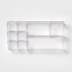 Bathroom Plastic 9 Slot Mixed Cosmetic Organizer Clear - Brightroom™: Makeup & Vanity Organizer Tray For Bathroom Countertop -Daily Comfort Store GUEST b6a8c92c 124b 42ff a4df dc6a93cd84ef