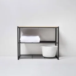 3 Tier Shoe Rack Black Metal With Natural Wood - Brightroom™ -Daily Comfort Store GUEST c136b996 a47b 4cd3 9536 a26df1deb6a1