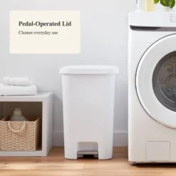 11.9gal Step Trash Can White - Brightroom™: Pedal-Operated Kitchen Garbage Can, Textured Plastic, Indoor Use -Daily Comfort Store GUEST c33506f7 4f85 4f50 90e6 1fd93026e036