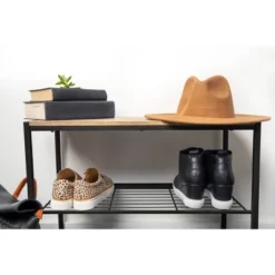 3 Tier Shoe Rack Black Metal With Natural Wood - Brightroom™ -Daily Comfort Store GUEST c78940d7 09ac 4528 9c99 1acfbc7d38b2
