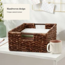 Woven Abaca Folio Bin - Brightroom™: Handwoven Brown Storage Basket, Rectangle, Lacquered Finish, Ethical Handcraft -Daily Comfort Store GUEST c82c18cf 9f67 43f8 9b53 8b2a0b548aaf
