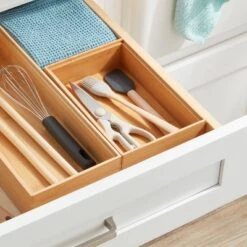 9"x 6" Natural Rectangular Drawer Organizer Brown - Brightroom™: Utensils & Silverware Storage, Stain-Resistant, Freestanding
