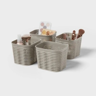 4pk Wave Decorative Basket Mini Gray - Brightroom™ 5 4pk Wave Decorative Basket Mini Gray - Brightroom™ - Image 3