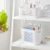 Narrow Large Decorative Plastic Bin White - Brightroom™: Modern Storage With Cut-Out Handles, 13" Cube Compatible -Daily Comfort Store GUEST d2b4bbcd a693 4a36 9505 b5370adb3466