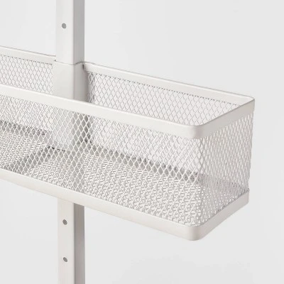 Over The Door Storage Rack With Mesh Baskets - Brightroom™: Metal Frame, Powder-Coated, Universal Storage, White 4 Over The Door Storage Rack With Mesh Baskets - Brightroom™: Metal Frame, Powder-Coated, Universal Storage, White - Image 2