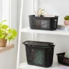 Narrow Medium Decorative Plastic Bin Black - Brightroom™: Modern Storage With Cut-Out Handles, 13" Cube Compatible -Daily Comfort Store GUEST dbd6dc19 4c56 43a3 8b4b 0e93ad3c2212